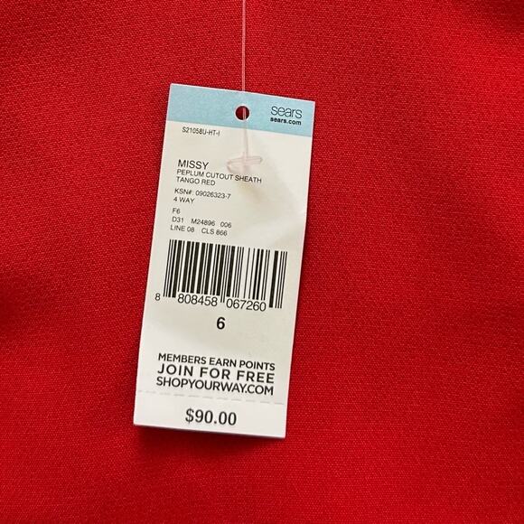 Metaphor Dress Tango Red Peplum Cut Out V-Neck Sleeveless Sheath Size 6 NEW - Picture 11 of 12